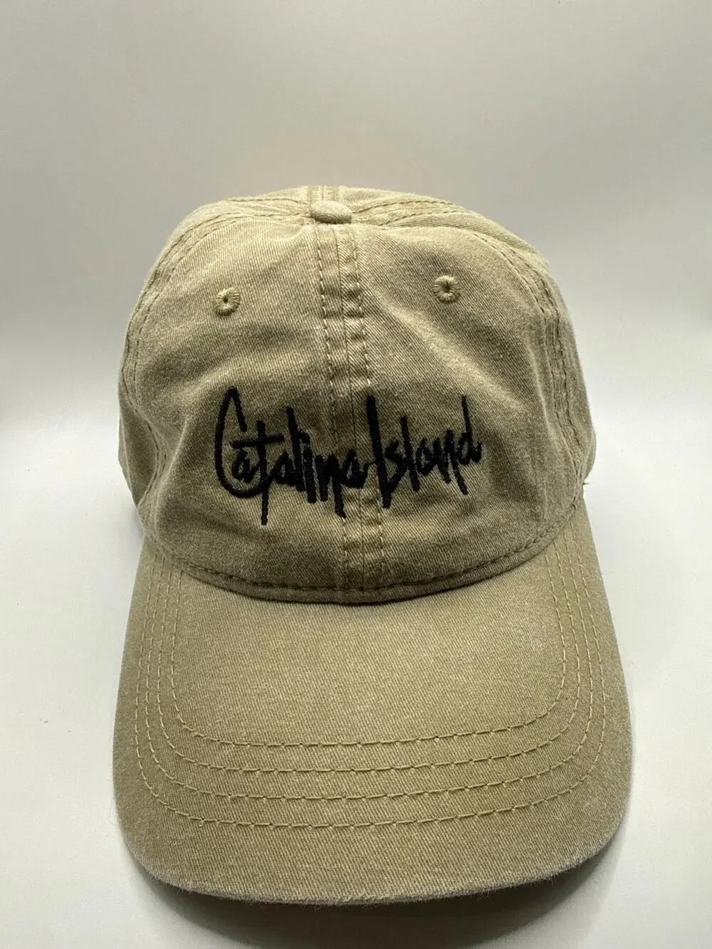 Catalina Island OTTO Adjustable Baseball Hat Cap Khaki Embroidered Brass Buckle